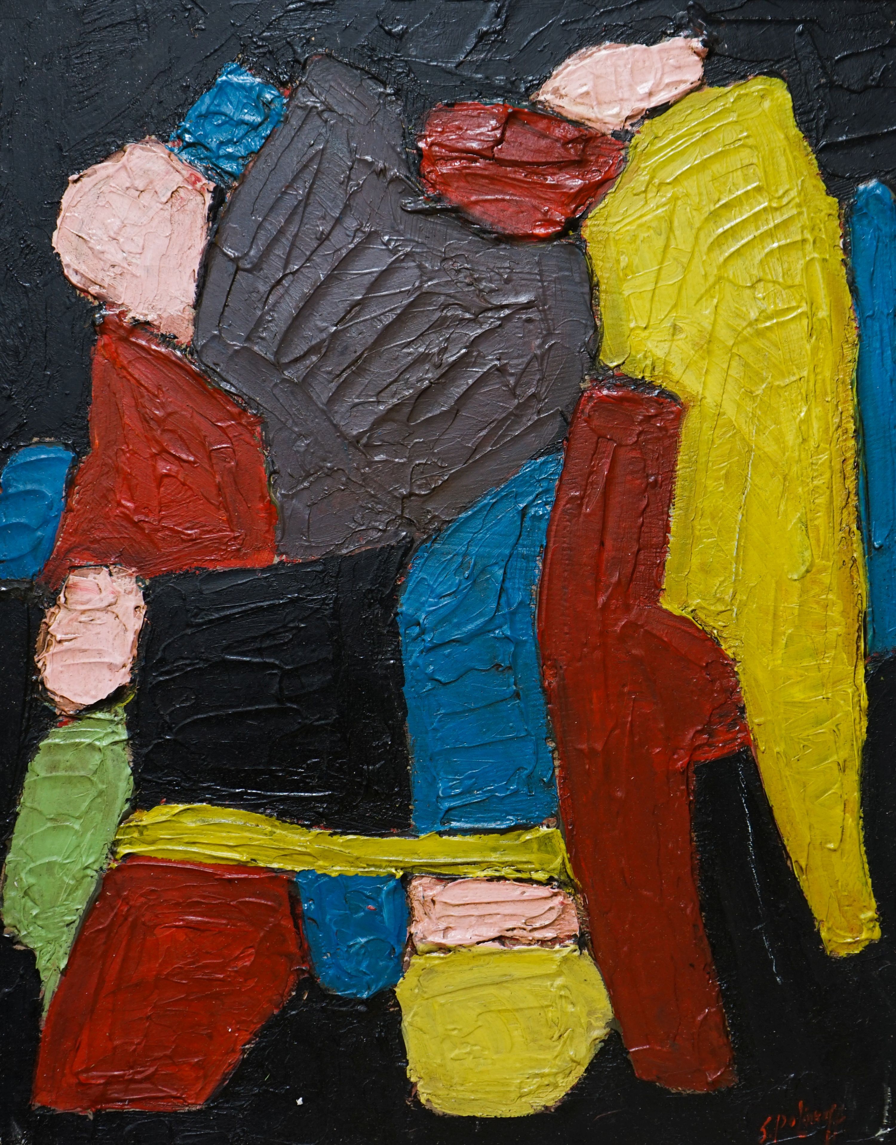 After Serge Poliakoff, oil on board, Untitled, bears signature, 62 x 49cm